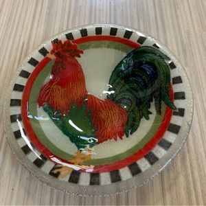 Peggy Karr Rooster Plate / Shallow Bowl NIB 8.25”